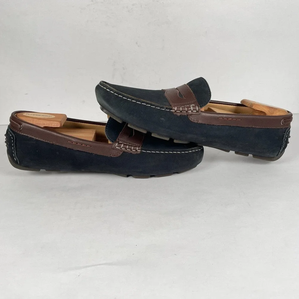G.H. Bass Monte Penny Loafers Mens Size 8 M Navy Blue Nubuck Driving Shoes